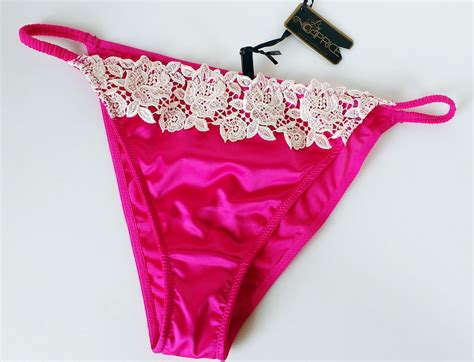 sexy raspberry ivory stretch satin string bikini panties tanga knickers xl uk 16 ebay