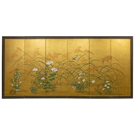 Japanese Six Panel Screen A Garden For All Seasons For Sale At 1stdibs Japaneseسكس Japanesesix