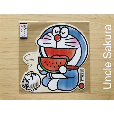 Im Doraemon Summer Greeting Card With Doraemon Eating Watermelon From