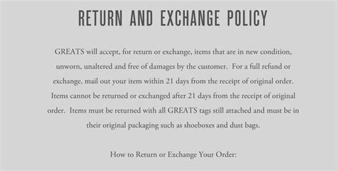 Small Business Return Policy Example