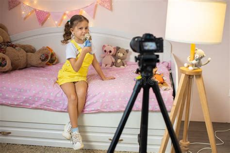 Little Girl Has Her Own Video Blog Stock Photo Image Of Blogging
