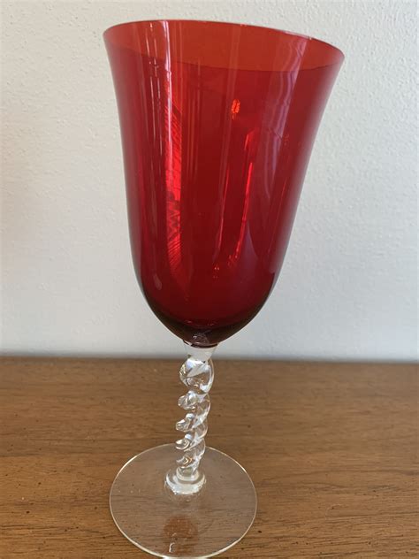 Vintage Ruby Red Venetian Glass Goblets Etsy