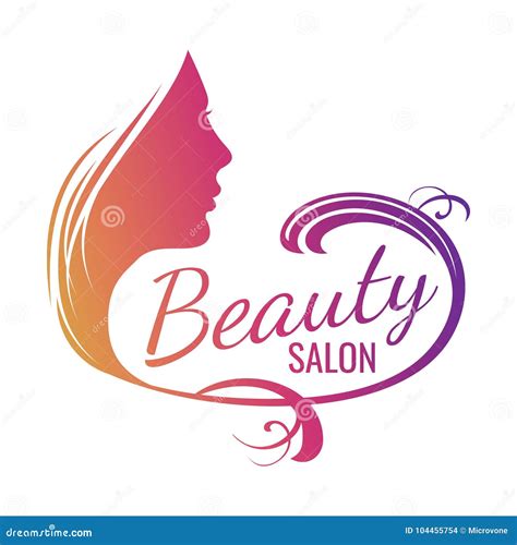 Beautiful Female Face Portrait Beauty Salon Emblem Stock Vector