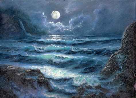 In The Moonlight Oil In Seascape Paintings In Moonlight