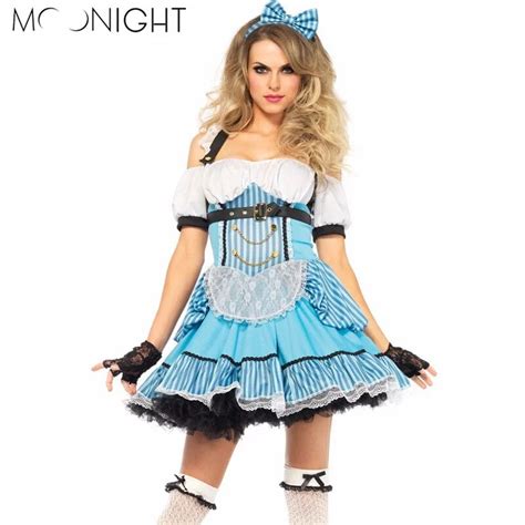 Moonight Alice In Wonderland Costume Sexy Blue Maid Costume Adult Fancy Dress Cosplay Sexy