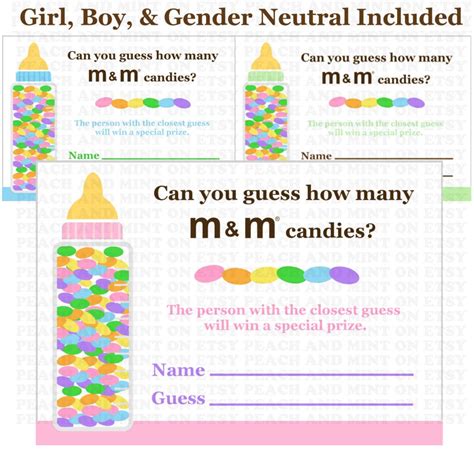 Printable Candy Guessing Game Printable Baby Shower Games Girl Or