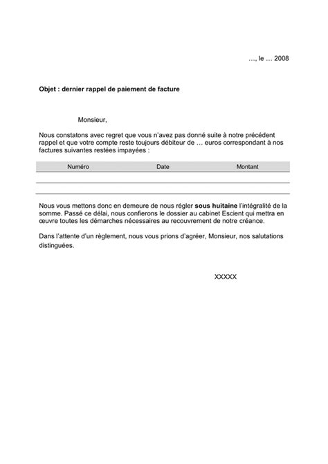 Modèle de lettre de mise en demeure DOC PDF page sur