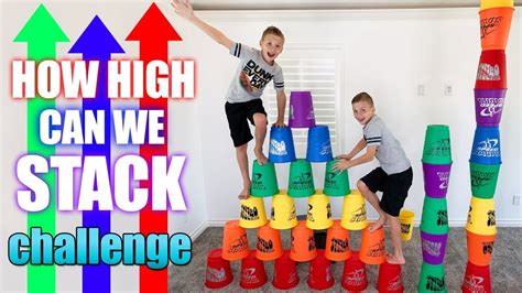 Giant Stacking Cups Tallest Possible Tower Challenge Youtube