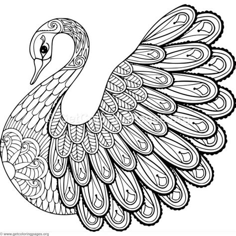 The most beautiful animal drawings to paint: Zentangle Swan Coloring Pages - GetColoringPages.org