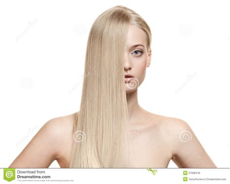 Beautiful Blonde Girl Healthy Long Hair Stock Photo Image Of