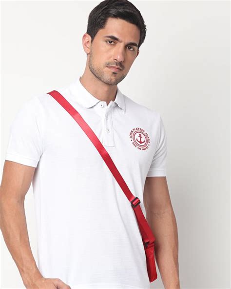 Slim Fit Polo T Shirt With Placement Print Jiomart