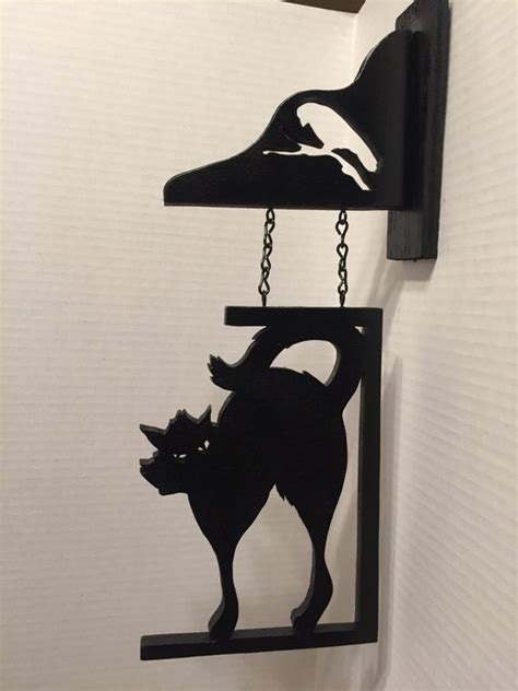 Scary Halloween Black Cat Silhouette By Scrollingcreations On Etsy