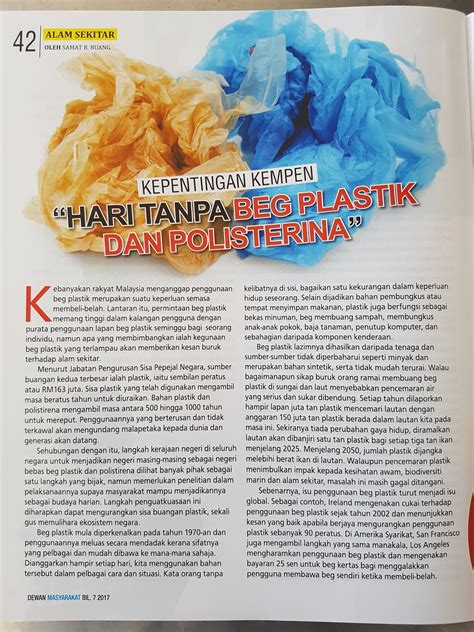 Tujuannya mengurang penggunaannya untuk menyelamat alam sekitar. WADAH KETERAMPILAN BERBAHASA: RENCANA UMUM: KEPENTINGAN ...
