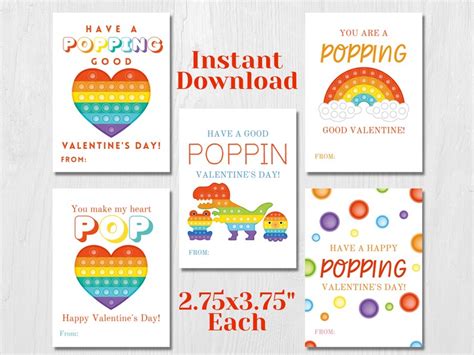 Pop It Valentine Cards Printable Instant Download Etsy