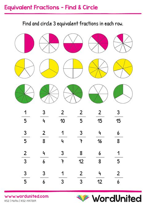 Equivalent Fractions Find And Circle Wordunited