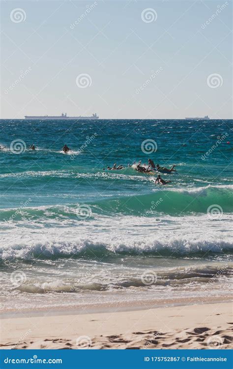 Surf Traning In The Water At City Beach Near Perth On A Sunny Summer