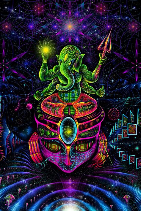 psy backdrop ganesha uv fluorescent blacklight psychedelic etsy in 2021 psychedelic art