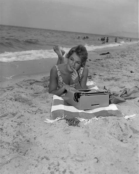 Negative Woman On A Beach With A Typewriter Sandringham Victoria