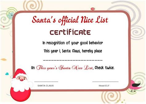 New Santas Nice List Certificate Template Free Amazing Certificate Template Ideas