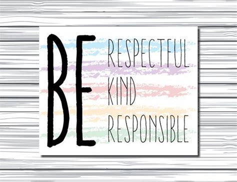 Printable Classroom Sign Inspirational Art Be Respectful Be Kind