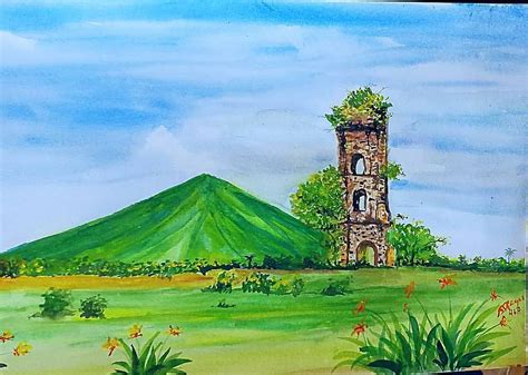 Mayon Volcano Painting Mayon Volcano Bicol New Artists