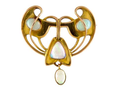 Opal 9ct Art Nouveau Brooch The Antique Jewellery Company
