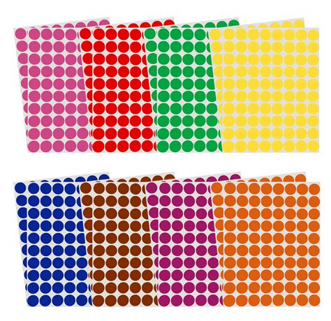 Colored Dot Stickers Colors 12 Inch 13mm Labels Round Sticker In 8