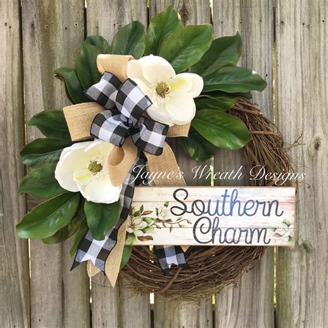 Southern Charm Magnolia Wreath | Magnolia leaf wreath, Magnolia wreath