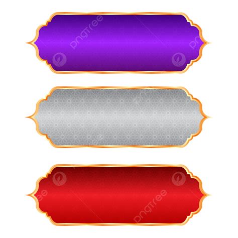 Gambar Set Kotak Teks Bingkai Judul Spanduk Islamic Arab Emas Mewah Png