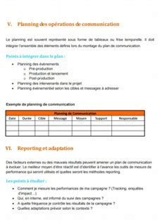 Exemple Planning Plan De Communication