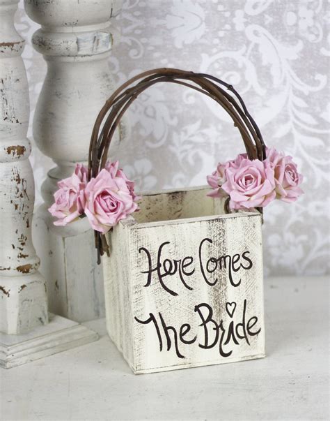 Shabby Chic Flower Girl Basket Rustic Wedding By Braggingbags Flower