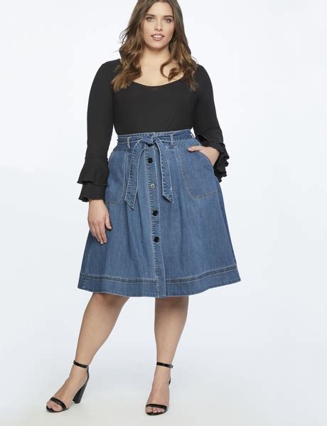 Plus Size Long Denim Skirts