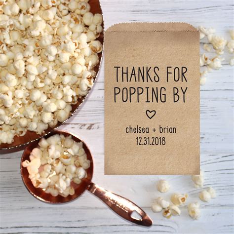 Thanks For Popping By Wedding Popcorn Bags Wedding Favor Etsy