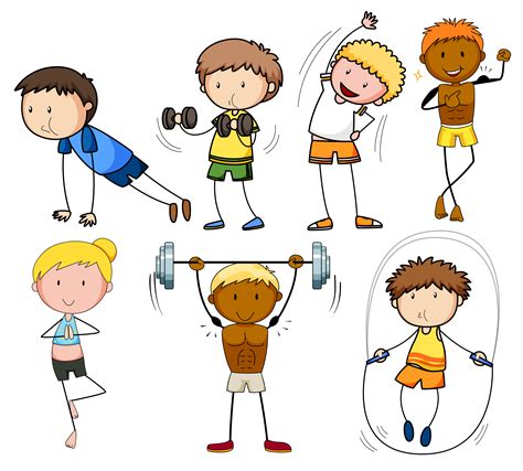 Silhouettes of woman doing exercise. A set of doodle kids exercise - Download Free Vectors ...