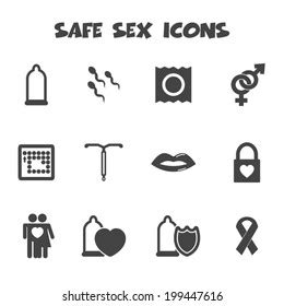 Safe Sex Icons Mono Vector Symbols Stock Vector Colourbox Free Nude
