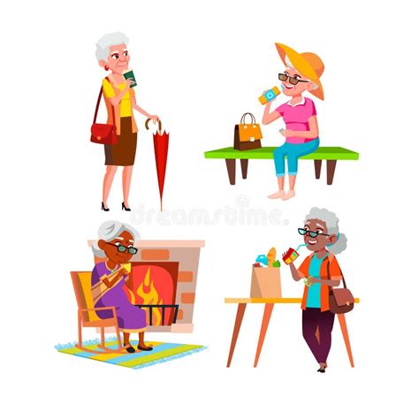 Elderly Women Drinking Coffee Stock Illustrations 32 Elderly Women