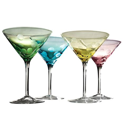 Bright Fun Mixed Colors Polka Dot Martini Glass Set Of 4 By Artland Glass Set Martini Glass