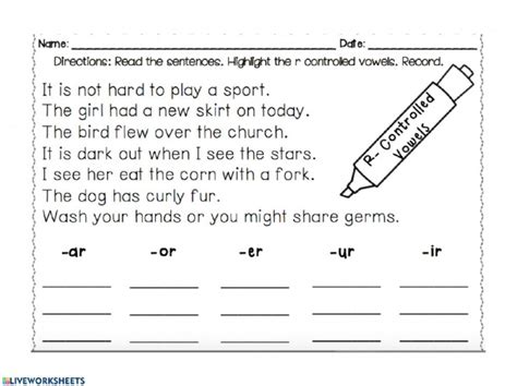 R-controlled Vowels Free Printable Worksheets
