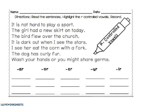 R Controlled Vowels Free Printable Worksheets
