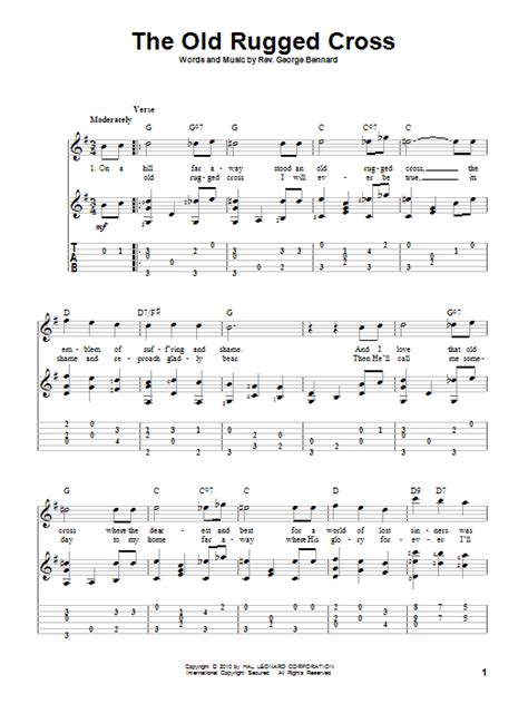 The Old Rugged Cross Sheet Music | Rev. George Bennard | Solo Guitar