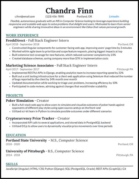 16 Computer Science Cs Resume Examples For 2024