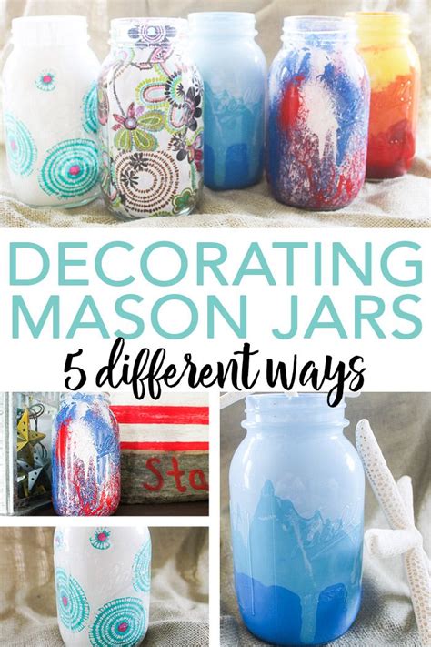 Mason Jars With Different Colors And Designs Are Featured In This