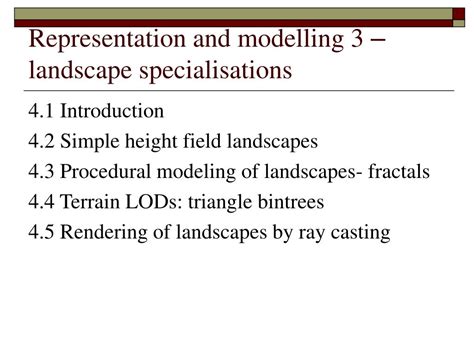 Ppt Representation And Modelling 3 Landscape Specialisations