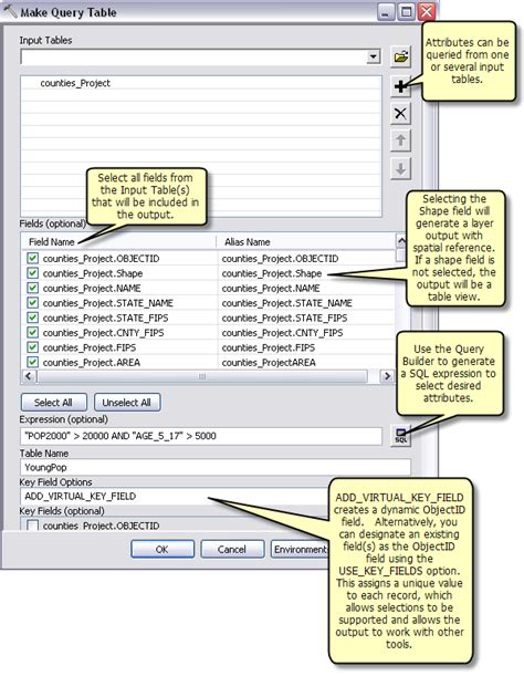 Examples Of Queries With The Make Query Table Tool—arcmap Documentation