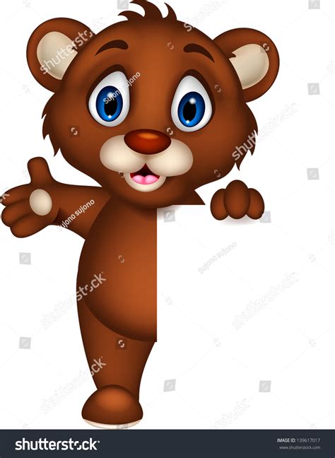 Cute Baby Brown Bear Cartoon Posing Stock Vector Royalty Free