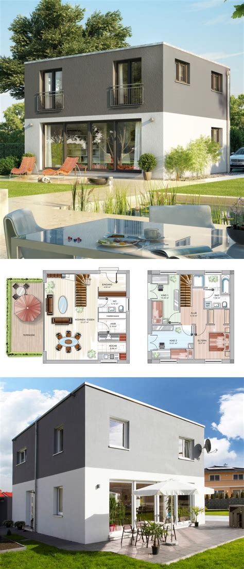 Informieren sie sich zum energieplushaus! Modernes Haus im Bauhausstil - Fertighaus Neubau massiv ...
