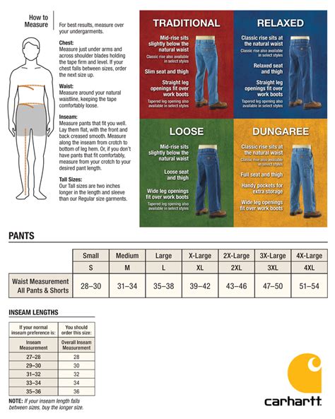 Carhartt Size Chart Pants Ph