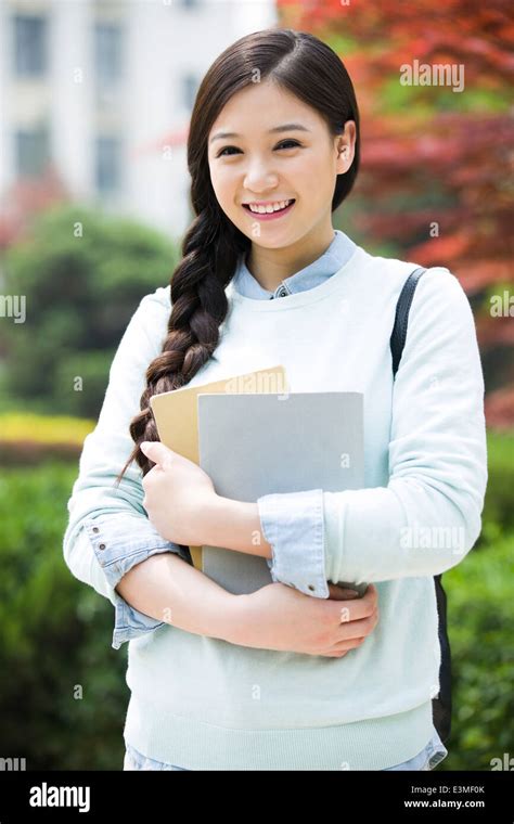 Female College Student On Campus Stock Photo Alamy