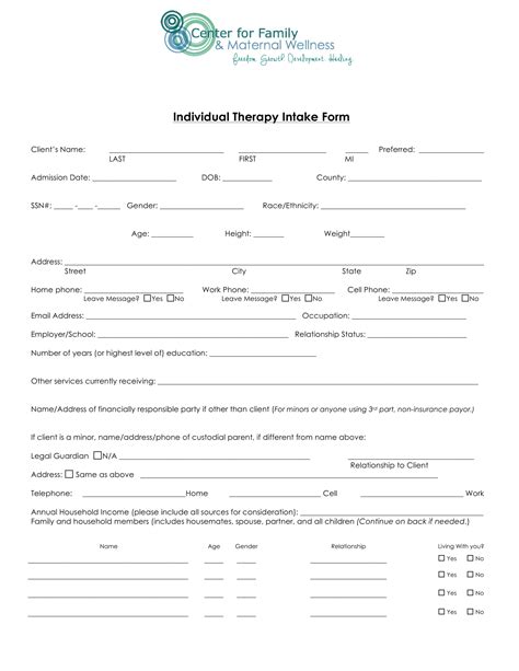 Therapy Intake Form Template