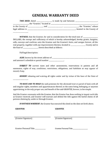 Warranty Deed Form Fillable Pdf Template Download Here